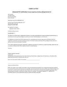 Advanced PTEeXAM® Sample Letter – Practice/Hospital Req 4 – Credentialed by Hospital