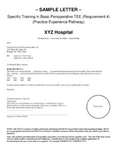 Basic PTEeXAM® Sample Letter – Practice Experience