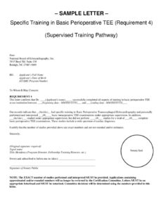 Basic PTEeXAM® Sample Letter – Supervised Training