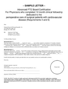 Advanced PTEeXAM® Sample Letter – Supervised Training