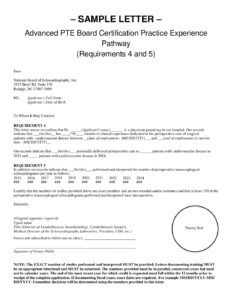 Advanced PTEeXAM® Sample Letter – Practice Experience