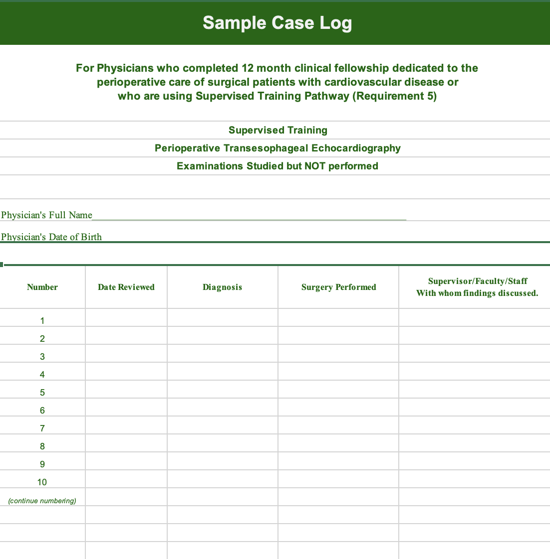 APTEeXAM® Sample Log (Excel File)